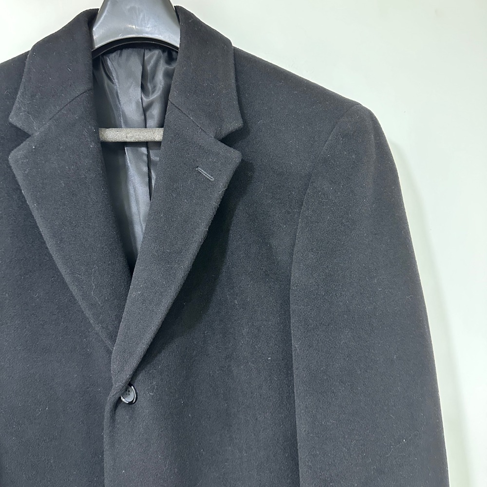 Ralph Lauren Cashmere Wool Overcoat Mens 40R Black Italian Fabric Long Top Coat